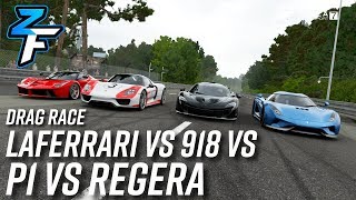 Laferrari vs 918 p1 regera drag race! | forza motorsport 7