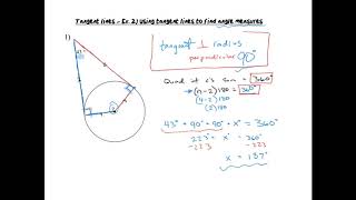 Tangent lines example 2 Using tan lines to find angle measure
