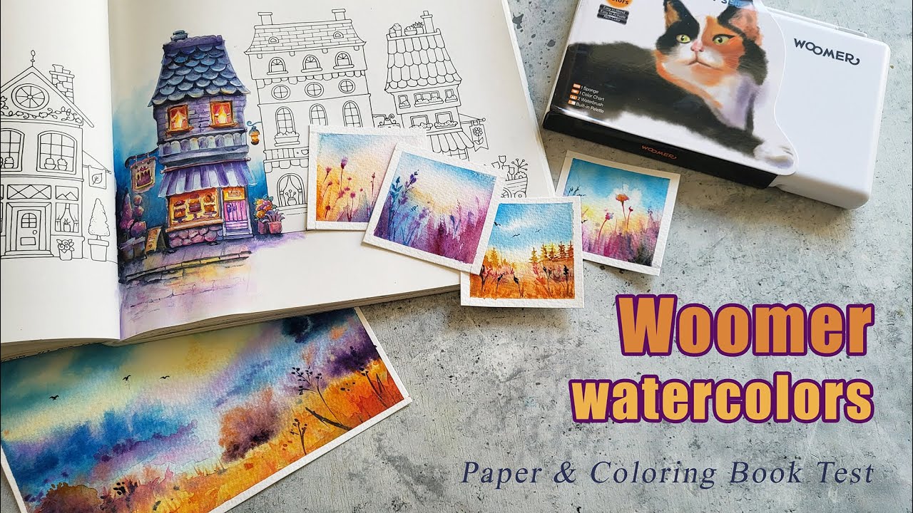 Обзор и демонстрация акварелей Woomer | Рисование пейзажей и тестирование в раскраске