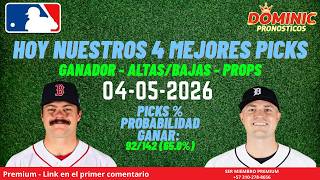 MIS 4 PICKS  GRATIS⚾ PRONOSTICOS MLB HOY ⚾ 04-05-2026 #MLB #PICKS #PARLEY #PROPS 🔥⚾🔥