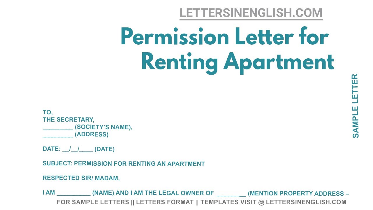 application letter to society for renting my flat