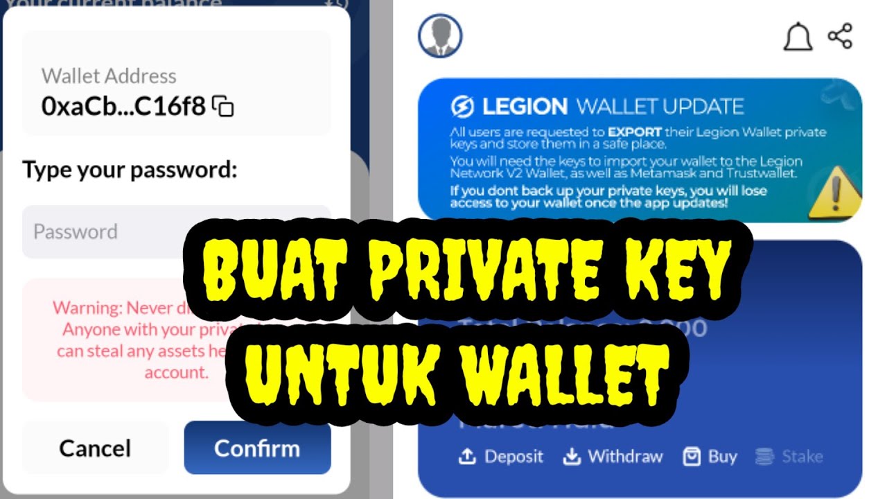 BUAT PRIVATE KEY UNTUK WALLET METAMASK DAN TRUSWALET DI VERSI 2 LEGION
