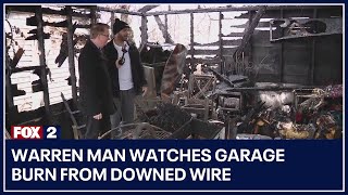 Warren man watches garage burn from downed wire; DTE responds after 6 hour wait