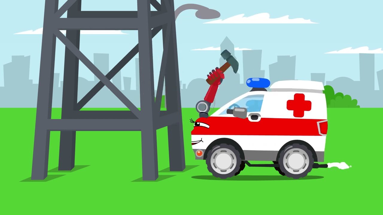 🚑🚙 Ambulance & Monster Truck to the Rescue! 🎢 Slide Trouble in the Park!