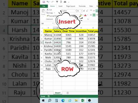 How to Insert a Row in Excel Using Keyboard Shortcuts | Quick & Easy Guide#excel