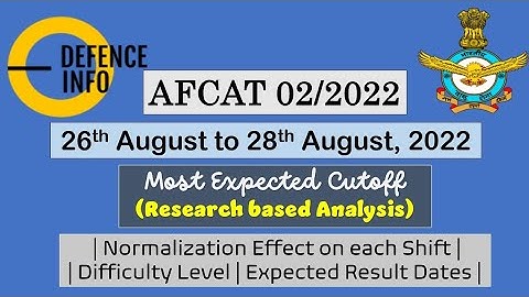 Most Expected Cutoff Analysis of AFCAT 02/2022 || Normalization, Difficulty Level, Expected Dates ||