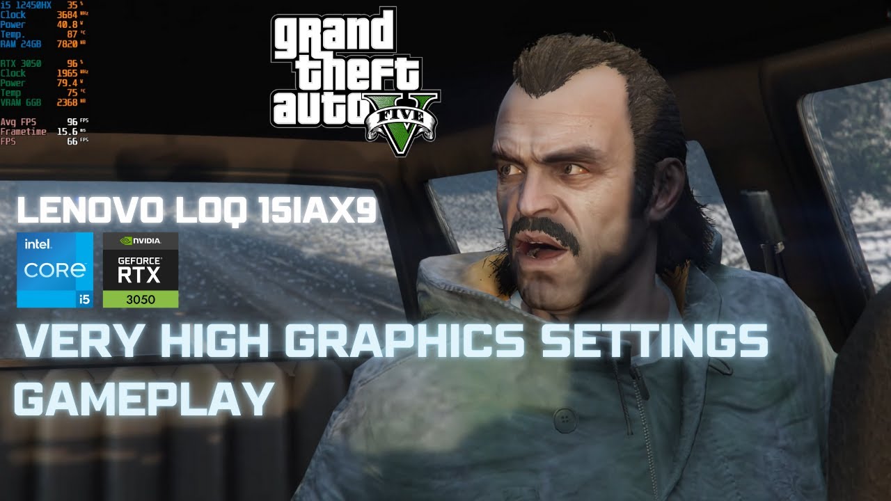 Lenovo LOQ 15IAX9 i5 12th Gen 12450HX RTX 3050 - Test GTA V (Gameplay) Very High Graphics Settings