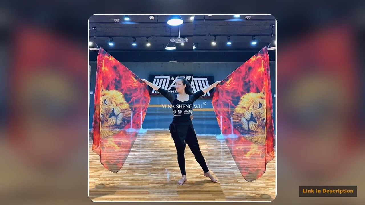 New Dance Prop Flag Belly Dance Performance Accessories Props Lion Head Pattern Red Worship