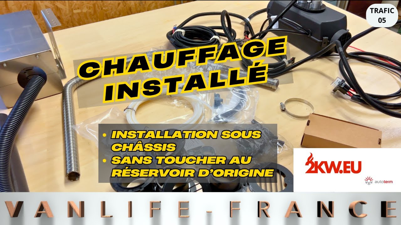 Trafic aménagé 05 - Installation chauffage Autoterm Air 2D sous châssis 🔥 2KW.EU