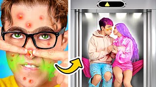 Extreme MAKEOVER in Secret Elevator Room From Poor NERD to POPULAR for My KPOP Girl