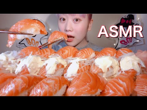 ASMR 巨大サーモン寿司 Giant Salmon Sushi 거대한 연어 초밥【咀嚼音/Mukbang/Eating Sounds】