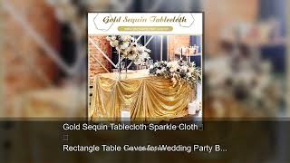 Gold Sequin Tablecloth Sparkle Cloth Rectangle Table Cover for Wedding Party Baby Shower Birthd