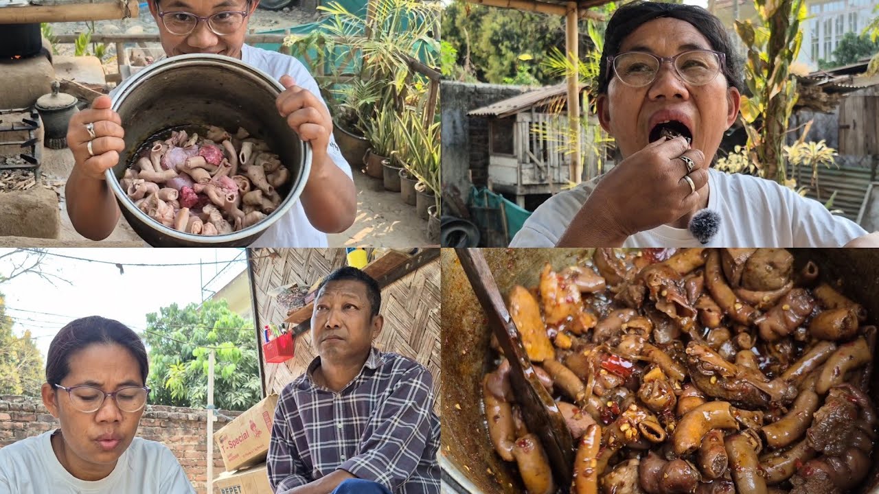 Как приготовить самые сочные свиные субпродукты в стиле Нага 🐷🐖 | С жареным салатом из нута и кар...