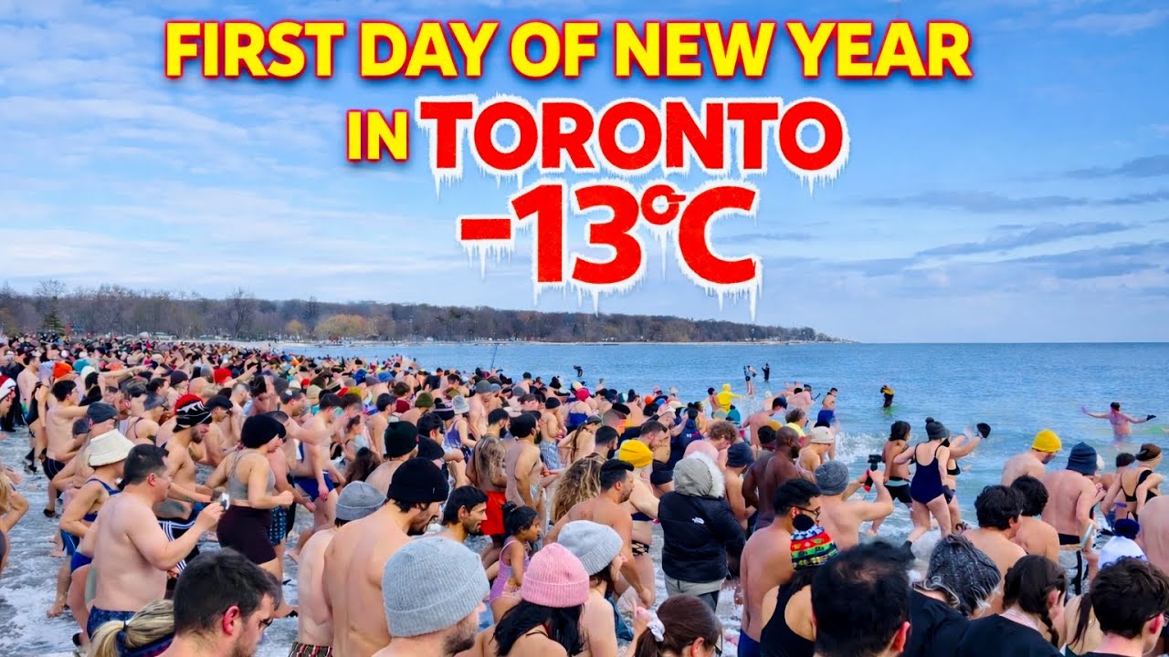 Coldest –13°C Polar Bear Plunge in Toronto | Record-Breaking New Year Swim 4K