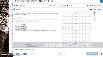 Graphing Exponential functions in mymathlab