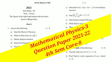 Mathematical Physics-3 FM University Question Paper 2021-22 Core- 8 CBCS syllabus Odisha #majhibira