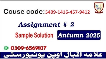 Aiou 5409-1416-457-9412 assignment 2 Autumn 2025 solutions @picksPk