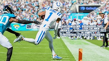 Josh Downs Week 6 Every Target and Catch Indianapolis Colts at Jacksonville Jaguars NFL 2023