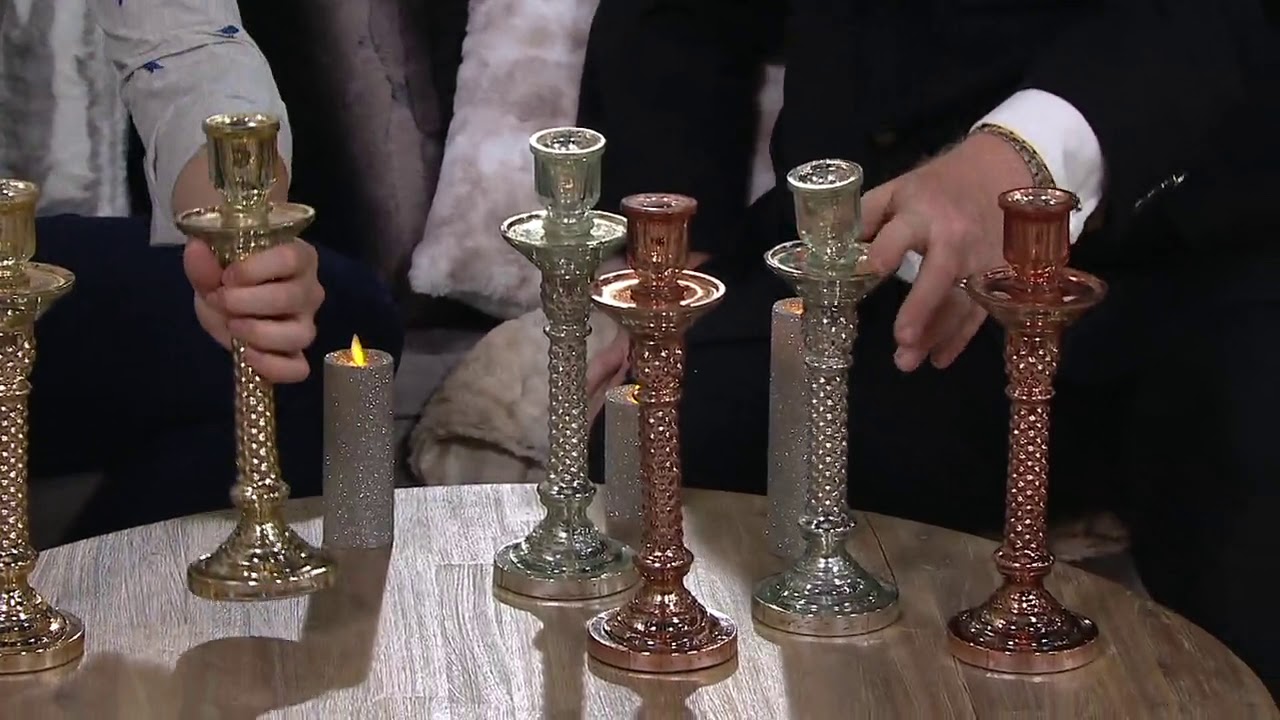 Dennis Basso Set of 2 Mercury Glass Candlesticks 12.5" on QVC