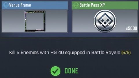 Call Of Duty Kill 5 Enemies with HG 40 equipped in Battle Royale Task Complete