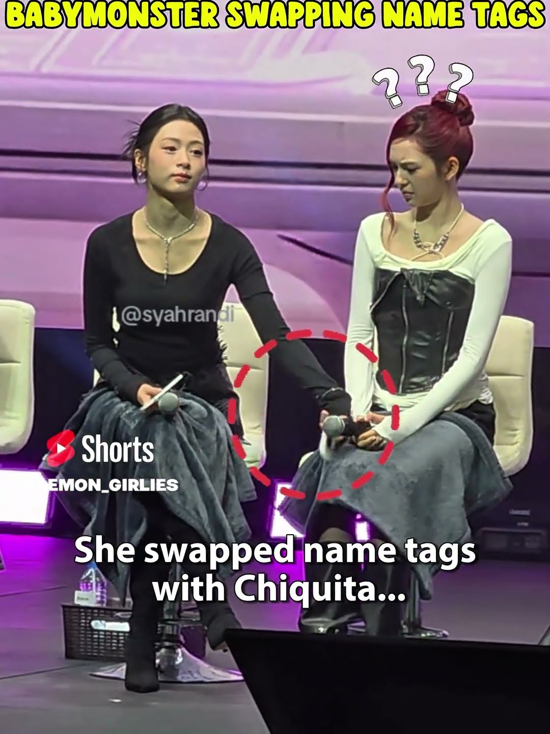Babymonster exchanging name tags #babymonster #shorts #fyp #ahyeon #funny
