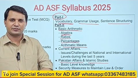 Syllabus for Assistant Director ASF
