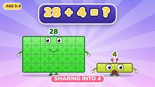 SHARING INTO 4 WITH NUMBERBLOCKS SPLIT INTO EQUAL GROUPS FOR LITTLE LEARNERS