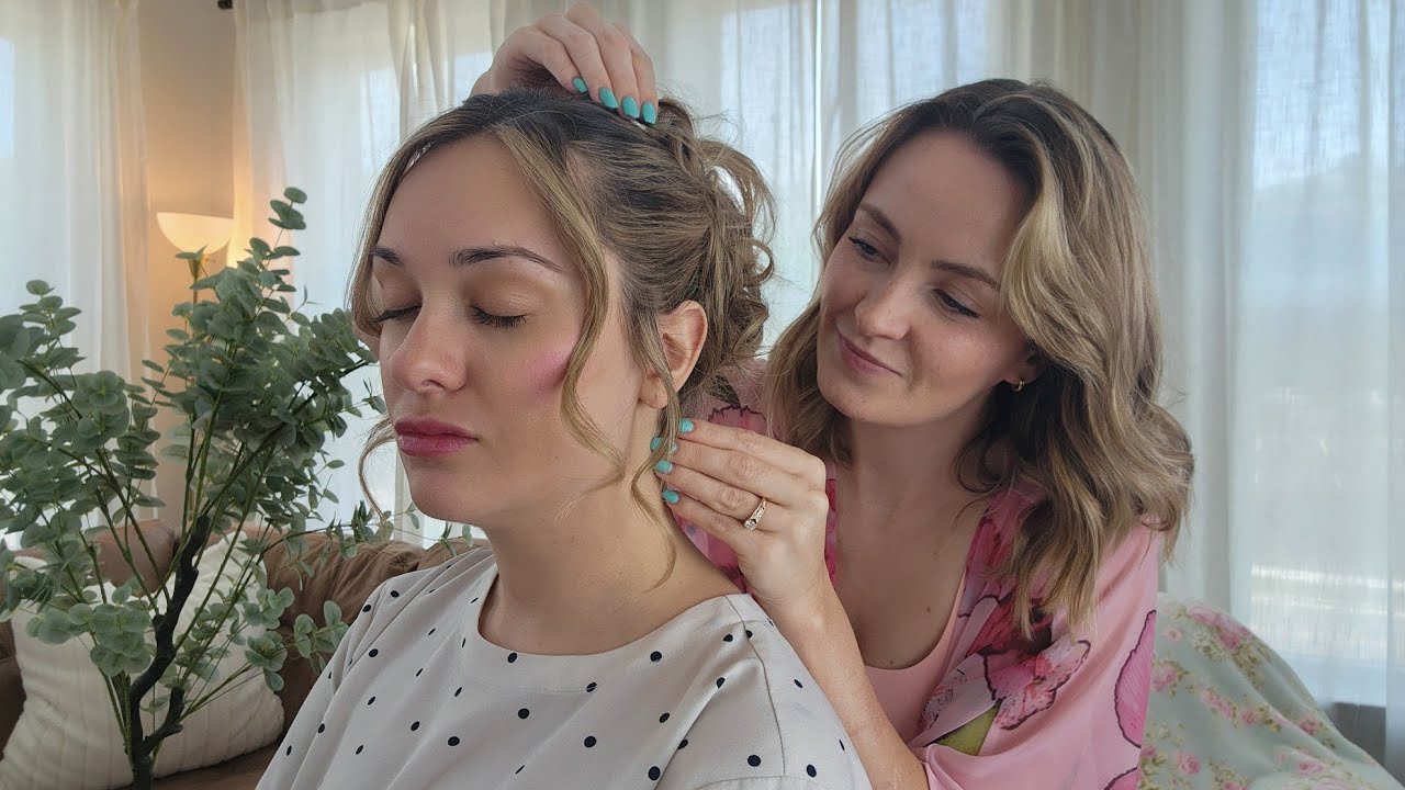 ASMR Professional Curly Hair Up Do Hairstyle With Mini Combing, Hair Wax & Finishing Touches