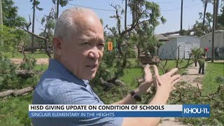 HISD Superintendent Mike Miles gives tour of damage at Sinclair Elementary in the Heights