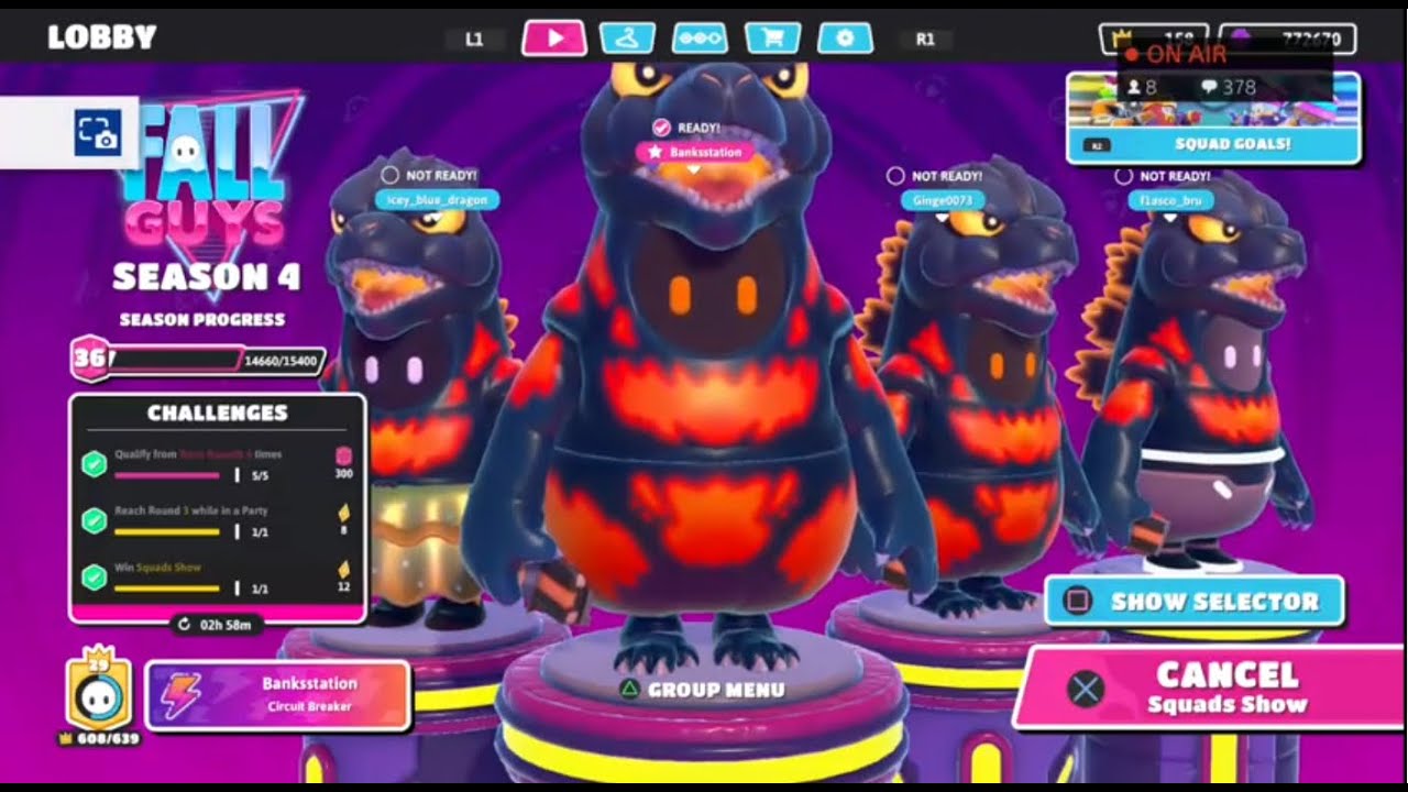 Fall Guys *NEW* Fire Godzilla Costume Coming Soon: Season 4 Twitch Rivals Gameplay