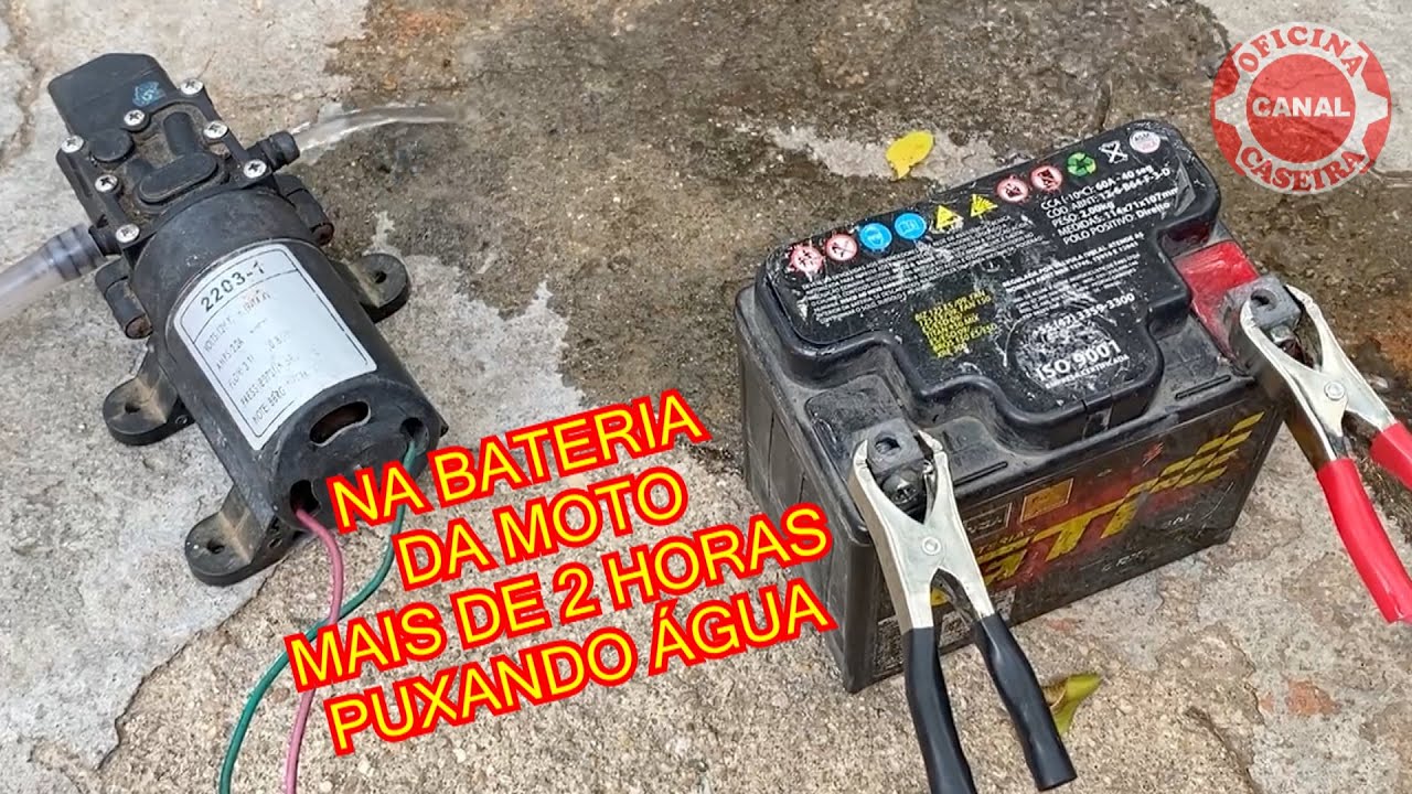 BOMBA D'ÁGUA DIAFRAGMA 12V LIGADA NA BATERIA DA MOTO. MUITA PRESSÃO E ECONOMIA.