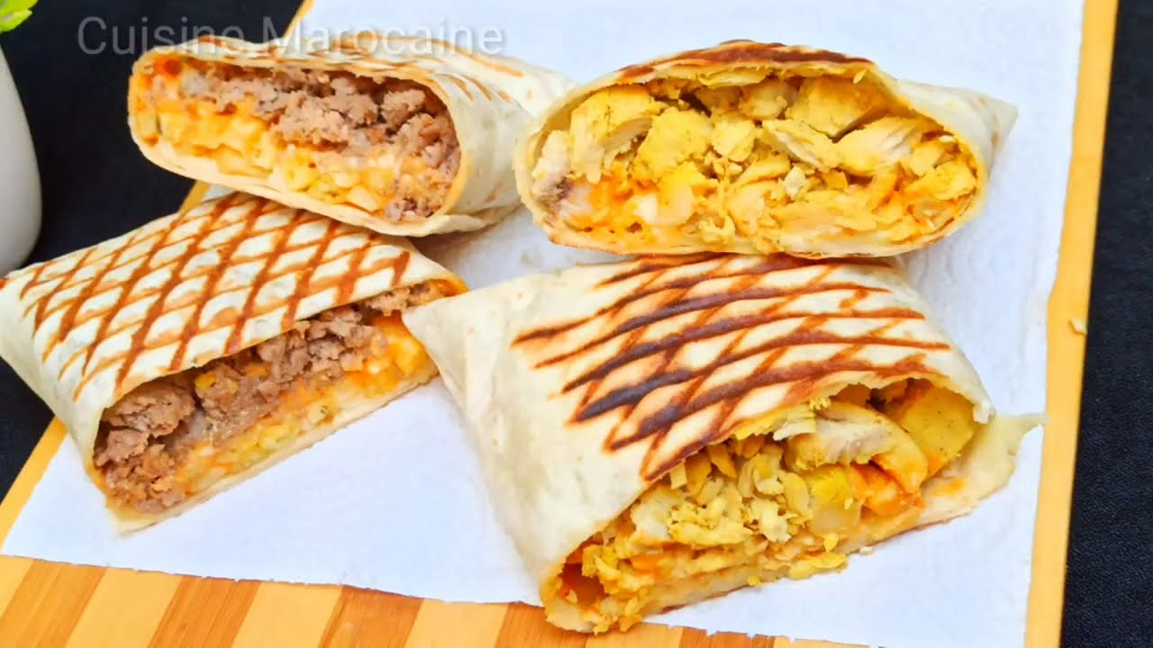 Recette Pain Tortilla Tacos avec pâte liquide‼️ Sans levure Sans pétrir 👌Plus Garnitures+ Frites 😉🔝
