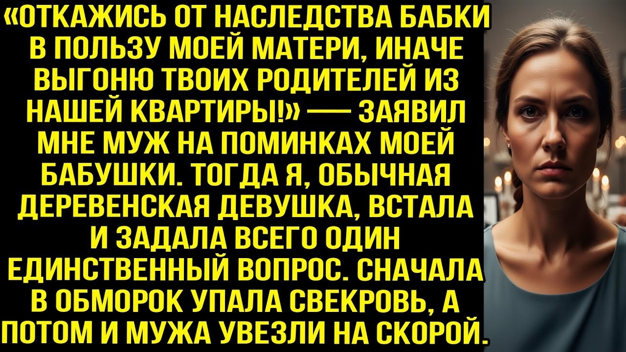 Муж требовали отдать свекрови наследство, угрожая выгнать моих родителей. Но одна фраза изменила всё