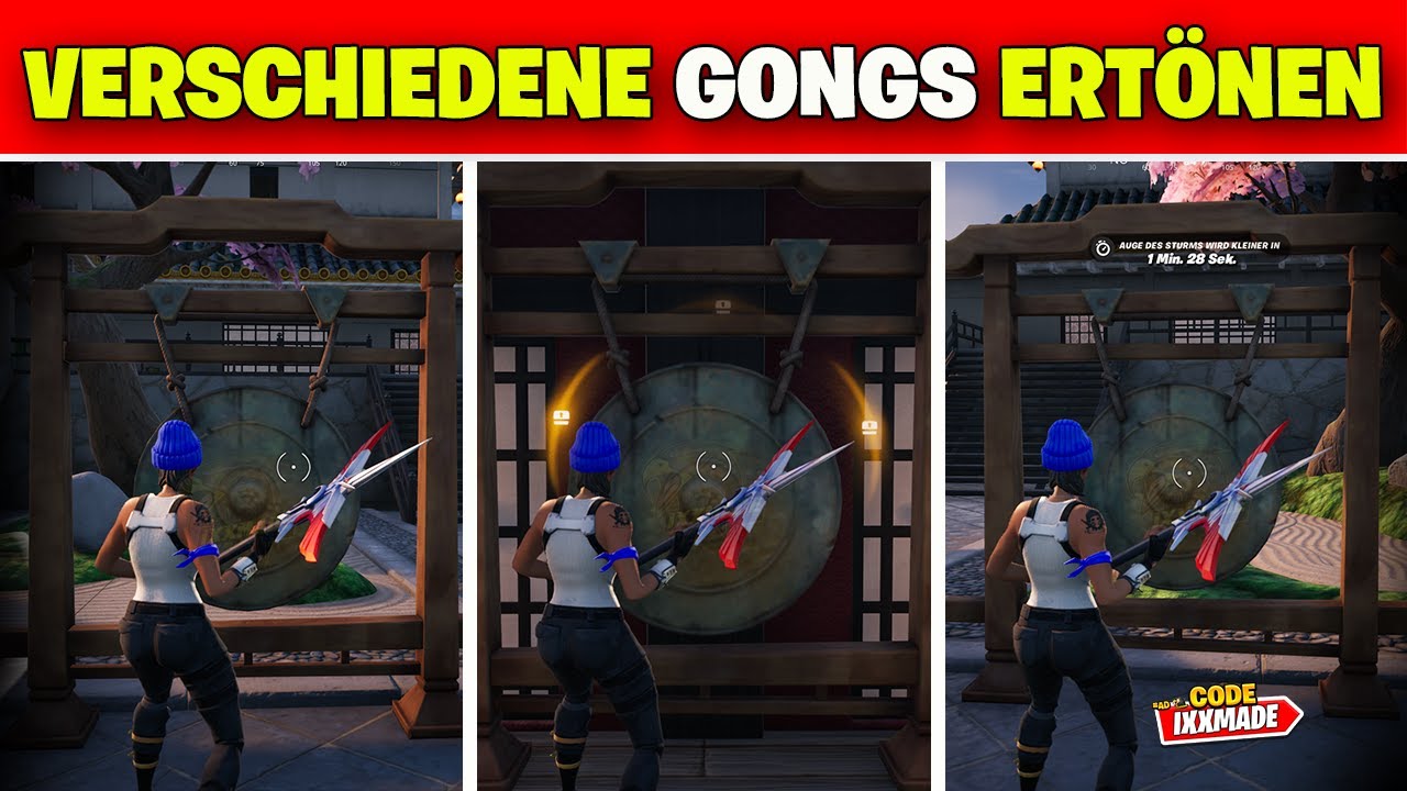 Lass verschiedene Gongs ertönen Fortnite Woche 6 Aufgabe YouTube