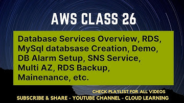 AWS Hindi Recorded Class 26 - Database in Aws, RDS, MySql DB creation Demo, Alarm Setup etc.