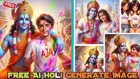Lord Krishna 🤩 Ke Sath Holi 3d Image kaise create kren || Holi images create Bing 2024