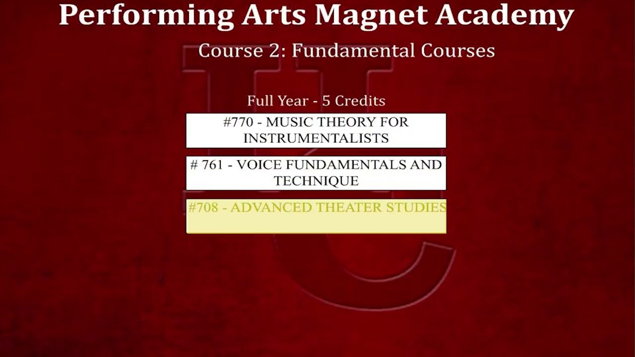 Program Of Studies Performing Arts Magnet Academy