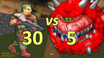30 Zombiemen vs 5 Cacodemons - Monster Infighting - Doom Retro Battles