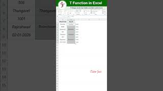 T in Excel