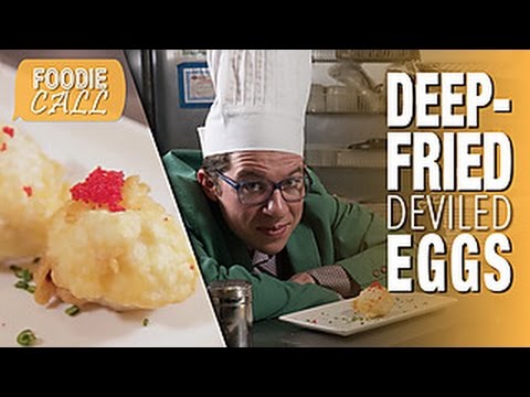 Justin Deep Fries Deviled Eggs Foodie Call with Justin Warner Food Network