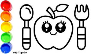 Drawing Apple Fork and Spoon 🍏🍴 | Fun Art Tutorial for Kids with Drawing Ideas Box