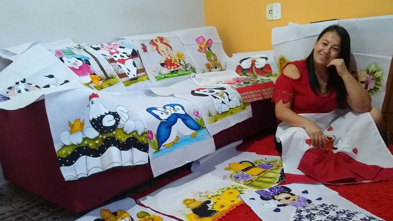 Minha produção do mês 🥰 pintura em tecido 