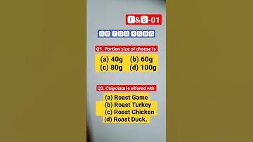 NHTET|F&B 1| DO YOU KNOW?