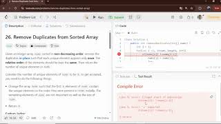 LEETCODE PROBLEM NO. 26 SOLUTION IN JAVA