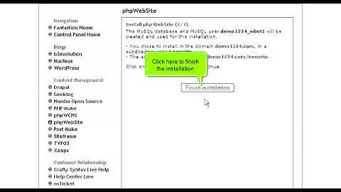 How to install phpWebSite from Fantastico