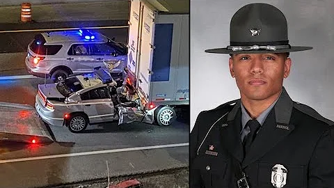 Ohio State Trooper Crashs Into Trucker (Full crash...