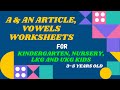 A ,An and Vowels Worksheet for Class UKG |UKG English Worksheets| A or An Article Worksheet for Kids