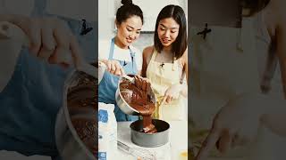 chainese girls making chocolate cake #chainesfood #cake #varil #chocolatecake