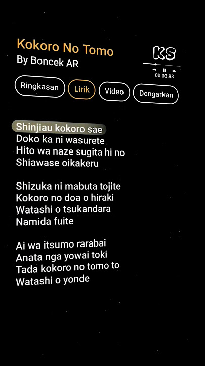 Download lagu lirik kokoro no tomo #lirik #lagu #lyrics #liriklagu #kokoronotomo #viralvideo #KS