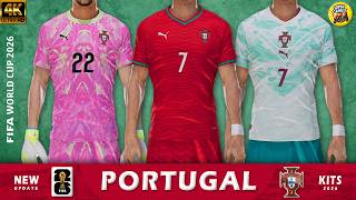 4K 🔴 PORTUGAL  FIFA World Cup 2026 Kits | 4K Texture |  Numbers | PES 2021